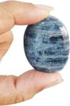Shubhanjali Beryl Aquamarine Palm Pocket Stone Oval Shape Loose Gemstone Semi-precious Stones Cabochons (Gray, Blue)