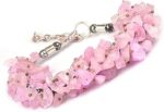 Reiki Crystal Products Natural Rose Quartz Bracelet Crystal Stone Chip Bracelet Reiki Healing and Crystal Healing Stone for Women(Pink)