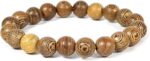 Reiki Crystal Products Natural Wooden Bracelet Round Bead 10 Mm Bracelet For Reiki Healing And Crystal Healing Stone For Unisex Adult (Color : Brown)