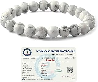 Reiki Crystal Products Certified Howlite Diamond Cut 8 mm Stone Bracelet for Reiki and Crystal Healing (White & Grey) - Unisex Adult