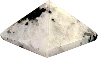 Reiki Crystal Products Natural Rainbow Moonstone Pyramid for Reiki Healing and Crystal Healing Stone Pyramid Size 30-35 mm (Color : White & Black) Pack of 1 pc