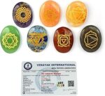 Crystu 7 Chakra Symbol Engraved Set Healing Gemstone for Reiki Healing Crystal Healing
