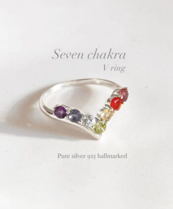 Seven Chakra V 925 Sterling Silver Ring