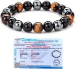 A-One Crystal Triple Protection Bracelet – 100% Natural Hematite, Black Obsidian & Tiger Eye 8MM Beads | Certified Energy Healing Bracelet for Men & Women | Choose Your Size: Small, Medium, Large