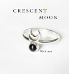 Black Onyx Crescent Moon 925 Sterling Silver Ring