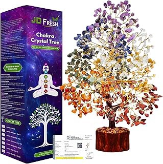 JD FRESH 300 Beads Crystal Tree/7 Chakra Crystal Tree/Showpiece Good Luck and Positive Energy/Showpiece for Living Room/Natural Healing Gemstones Money Tree/Lucky Tree for Good Luck (Multicolor)