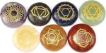 Jet International Lucky 7 (Seven) Round Reiki Palm Stone Chakra Jet International Healing Crystals Engraved Carved Holistic Health Care Metaphysical.