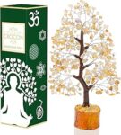 Crocon Citrine Gemstone Money Tree Feng Shui Bonsai for Reiki Healing Chakra Stone Balancing Energy Generator Spiritual Meditation Home Interior Office Decor Size 10-12 Inch