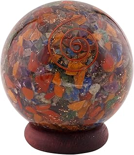 Healing Crystals India Traditional Natural Gemstone Sphere Ball Reiki Aura Balancing Metaphysical Yoga Meditation Energy Generator, 50-60MM (Orgone Chakra)