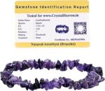 Certified Amethyst Bracelet for Women Men with Healing Crystal and Reiki Stone - Beautiful Gemstone Beaded Bracelet for Balance, Harmony & Positive Energy (Chips Stone Beads)