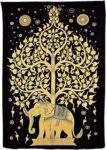 Cotton Hippy Indian Mandala Wall Hanging Bohemian Throw Decor Bedspread Tapestries Wall Tapestries Mandala Tapestry (Elephant Yellow)