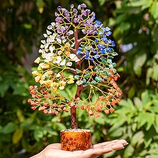 ZAICUS Seven Chakra Gemstone Tree of Life, Crystals and Gemstones, Crystal Tree, Showpiece for Good Luck, Home Decor, Office Desk Decorative Item, Feng Shui, Crystals and Healing Stones, Gift Item