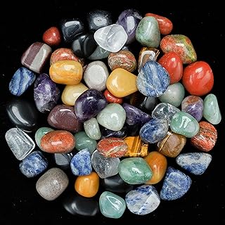 HindCraft Mix Crystals Tumble Stones Bulk Set Pocket Crystal Healing Gemstones Tumbled Collection Palm Stone Good Luck Charm Gift Craft Home Decor DIY Size: 20-25 mm | 13-pcs