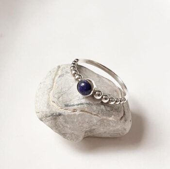 Lapis Dot Band 925 Sterling Silver Ring