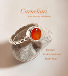 Carnelian Dot Band 925 Sterling Silver Ring