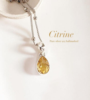 Citrine Pear Cut 925 Sterling Silver Pendant