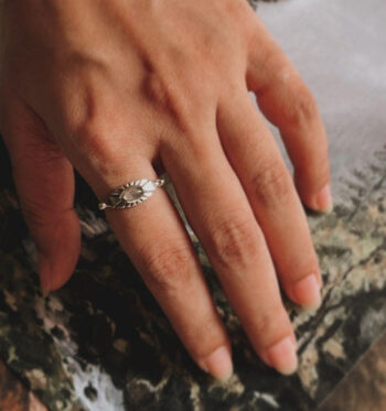 Moonstone Evil Eye 925 Sterling Silver Ring