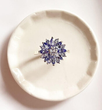 Tanzanite Flower Statement 925 Sterling Silver Ring
