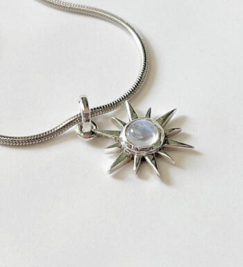 Sunshine Moonstone Tiny 925 Sterling Silver Pendant