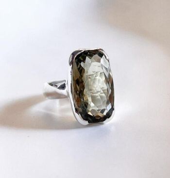 Green Amethyst Big Statement 925 Sterling Silver Ring