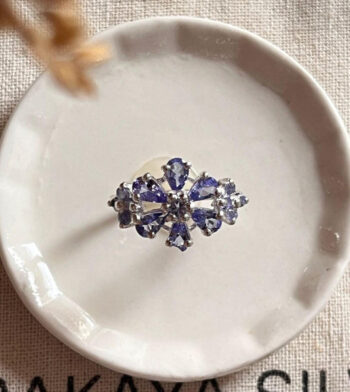 Tanzanite Flower 2 925 Sterling Silver Ring
