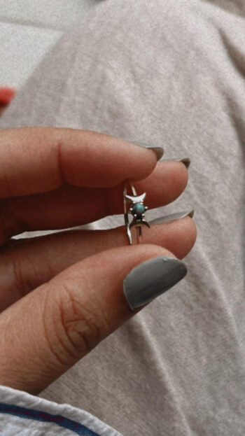 Faux Turquoise Moon Phases Silver Ring