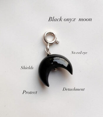 Black Onyx Big Crescent Moon Crystal Charm