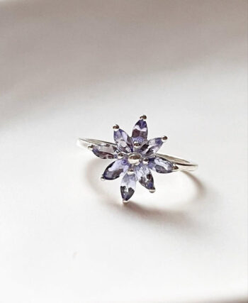 Tanzanite Floral 925 Sterling Silver Ring