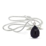 Natural Black Tourmaline Crystal Stone Angel Shape Pendant - Locket with Metal Chain