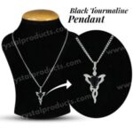 Natural Black Tourmaline Crystal Stone Pendant Butterfly Shape with Metal Chain