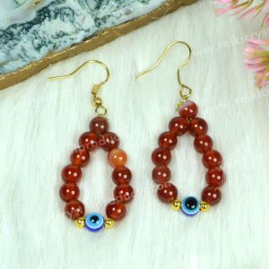 Carnelian With Evil Eye Earring