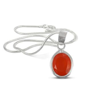 Natural AAA Carnelian Pendant with Metal Chain Natural Crystal Stone Locket for Unisex