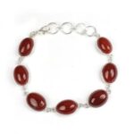 Natural Carnelian Original Stone Metal Bracelet for Unisex
