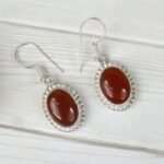 Carnelian Crystal Stone Oval Shape Earring