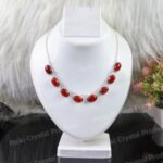 Natural Carnelian Metal Necklace With Crystal Stone for Girls And Women
