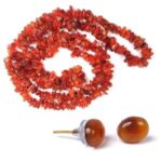 Carnelian Chip Mala / Necklace with Earring