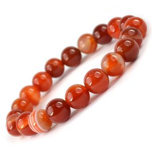 Carnelian 10 mm Round Bead Bracelet