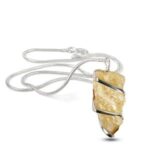 Citrine Natural Wire Wrapped Pendant with Metal Chain