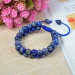 Lapis Lazuli Macrame Nylon Cord Adjustable Wristband Double line Stone Bracelet