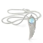 Natural Opalite Crystal Stone Feather Charm Pendant/Locket with Chain