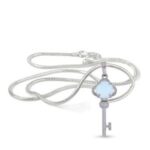 Natural Opalite Crystal Stone Key Shape Pendant/Locket with Chain