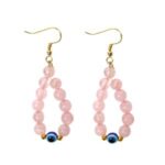 Rose Quartz With Evil Eye Earring