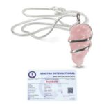 Certified AAA Natural Rose Quartz Wire Wrapped Crystal Stone Pendant
