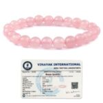 Certified Rose Quartz Natural Crystal Stones 8 mm Bead Bracelet Energized By Reiki Grand Master