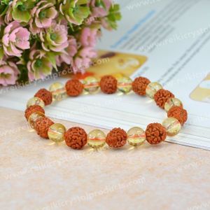 Rudraksha With Citrine 8mm Bracelet