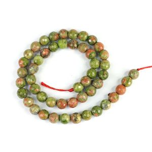 Unakite 8 mm Faceted Loose Beads 45-50 pcs for Making Bracelet Mala Necklaces