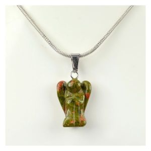Unakite Angel Pendant with Chain