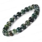 Moss Agate 8 mm Round Bead Bracelet