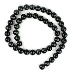 Black Tourmaline 8 mm Round Loose Beads 45-50 pcs for Making Bracelet Mala Necklaces